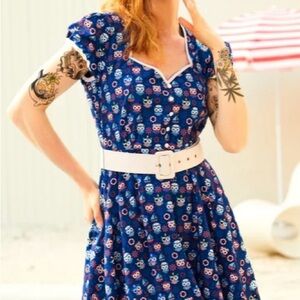 NWT Modcloth Drive In Delight Fit & Flare Dress in Holler and Hoot Owl Print